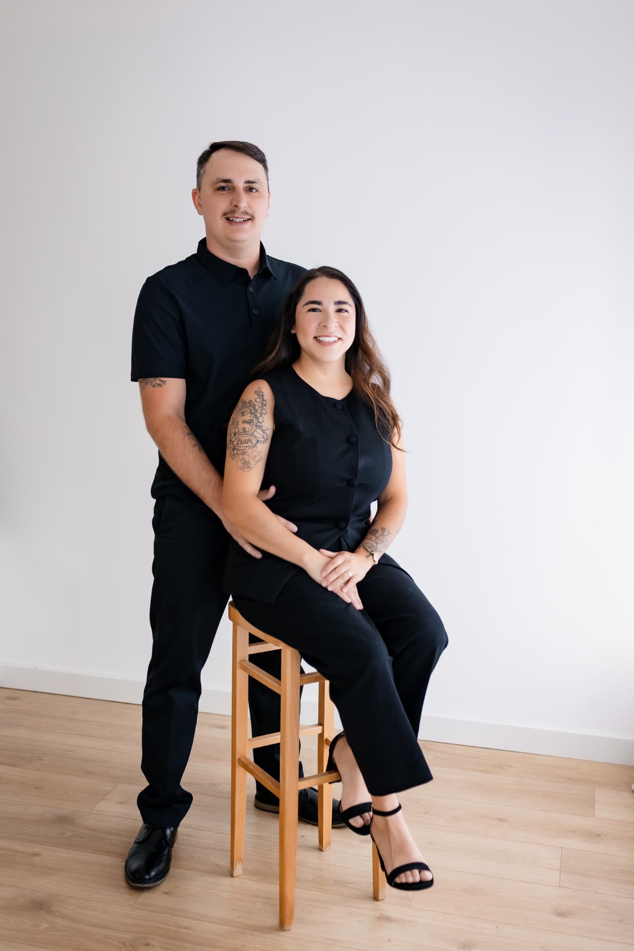 Isabel with her husband in the studio